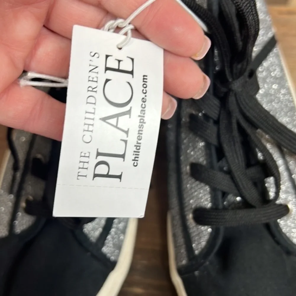 NWT The Children's Place Gunmetal Black‎ With Silver Glitter High Top Sneakers